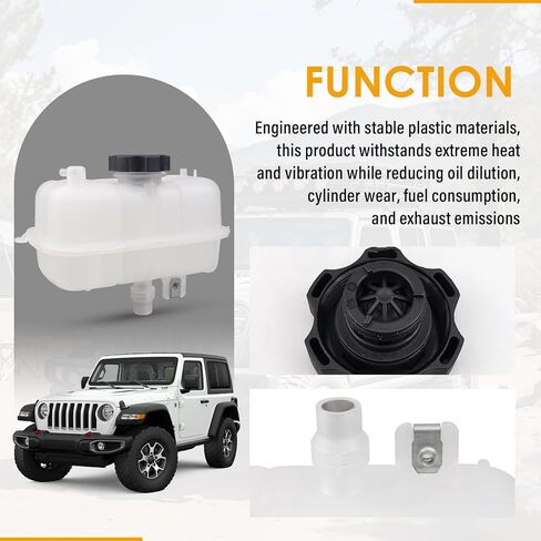 Engine Coolant Overflow Recovery Reservoir Tank (with Cap) Compatible with Jeep JL Series Wrangler 2018-2024, JT Series Gladiator 2020-2025 in Saudi Arabia