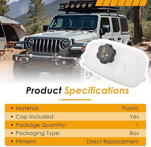 Engine Coolant Overflow Recovery Reservoir Tank (with Cap) Compatible with Jeep JL Series Wrangler 2018-2024, JT Series Gladiator 2020-2025 in Saudi Arabia
