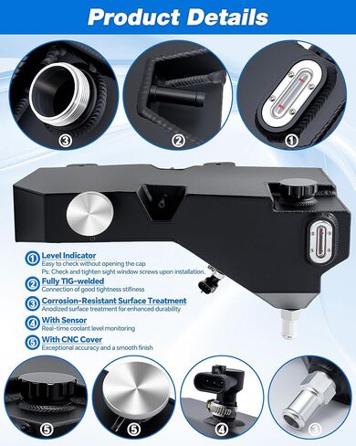 603-5403 خزان خزان سائل تبريد المحرك مع مستشعر وغطاء متوافق مع شاحنات كينورث بيتربيلت W900 T800 T660 T600 389 388 384 382 377 365 348 استبدال 6035403 N5346001 T1673008، سبائك الألومنيوم in Kuwait