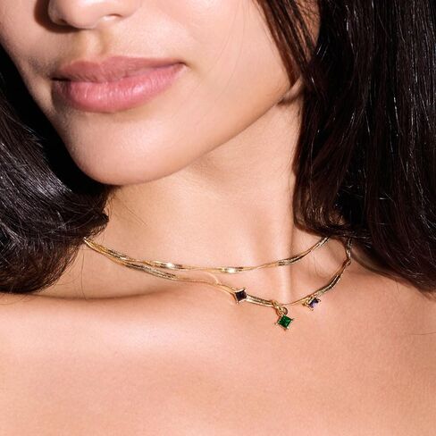 8 أسباب أخرى لقلادة سلسلة الأفعى المزدوجة الشريرة إلفابا | قلادة قلادة كريستال متعددة الألوان | قلادة مجوهرات من النحاس المطلي بالذهب عيار 14 قيراط قابلة للتعديل للنساء in Kuwait