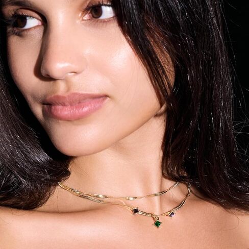 8 أسباب أخرى لقلادة سلسلة الأفعى المزدوجة الشريرة إلفابا | قلادة قلادة كريستال متعددة الألوان | قلادة مجوهرات من النحاس المطلي بالذهب عيار 14 قيراط قابلة للتعديل للنساء in Kuwait