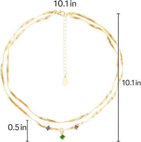 8 أسباب أخرى لقلادة سلسلة الأفعى المزدوجة الشريرة إلفابا | قلادة قلادة كريستال متعددة الألوان | قلادة مجوهرات من النحاس المطلي بالذهب عيار 14 قيراط قابلة للتعديل للنساء in Kuwait