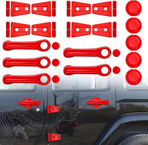 غطاء مفصل الباب ملحقات خارجية لسيارة جيب رانجلر JK JKU Sport Rubicon Sahara X Unlimited 2007-2018 بابين و4 أبواب غطاء مقبض الباب + غطاء مقبض الباب الخلفي + واقي العطلة (وردي) in Kuwait
