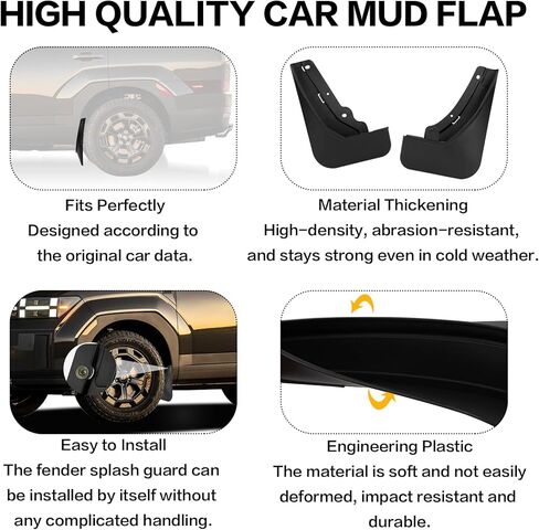PSLER Fit for Santa Fe 2024 2025 Mud Flaps Set of 4PCS Mud Guard Kit Splash Guards Mudguards Mudflaps with Hardware Kits Accessory Front and Rear for 2024 2025 Santa Fe Accessories in Saudi Arabia