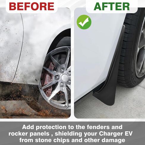 واقيات الطين من BestEvMod تناسب دودج تشارجر Daytona EV 2026 2025 2024 ملحقات الحاجز لحماية الأوساخ والرواسب الشتوية وحماية الأوساخ لا حاجة إلى حفر ثقوب، مجموعة من 4 قطع R/T Scat Pack in Saudi Arabia