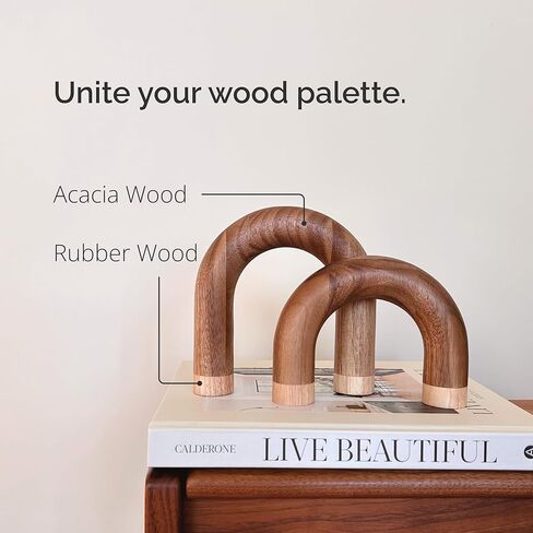 كائنات ديكور قوس الخشب - جمالية ديكور رف الكتب، ديكور طاولة القهوة الحديثة، لمسات ديكور المنزل، منحوتات خشبية، ديكورات الرف، ديكورات رف الكتب، عناصر ديكور خزانة الكتب in Kuwait