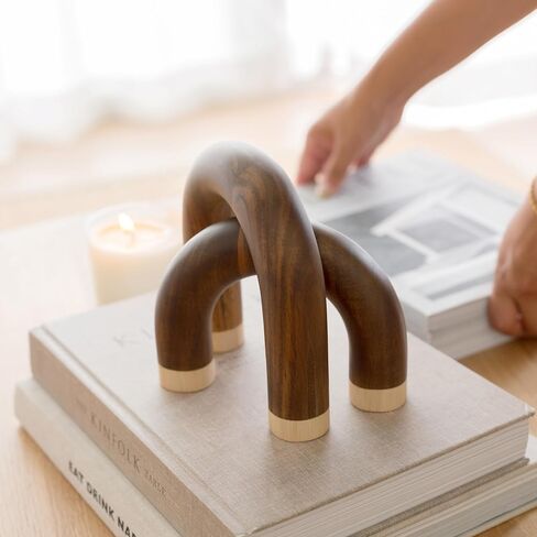 كائنات ديكور قوس الخشب - جمالية ديكور رف الكتب، ديكور طاولة القهوة الحديثة، لمسات ديكور المنزل، منحوتات خشبية، ديكورات الرف، ديكورات رف الكتب، عناصر ديكور خزانة الكتب in Kuwait