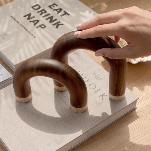 كائنات ديكور قوس الخشب - جمالية ديكور رف الكتب، ديكور طاولة القهوة الحديثة، لمسات ديكور المنزل، منحوتات خشبية، ديكورات الرف، ديكورات رف الكتب، عناصر ديكور خزانة الكتب in Kuwait