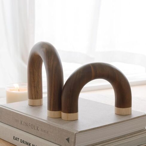 كائنات ديكور قوس الخشب - جمالية ديكور رف الكتب، ديكور طاولة القهوة الحديثة، لمسات ديكور المنزل، منحوتات خشبية، ديكورات الرف، ديكورات رف الكتب، عناصر ديكور خزانة الكتب in Kuwait