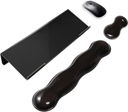 Acrylic Computer Keyboard Stand with Gel Cloud Wrist Rest Keyboard Riser with Comfortable Clear Silicone Mouse Wrist Pad Ergonomic Tilted Transparent Keyboard Holder for Desktop Office Hot Pink in Saudi Arabia