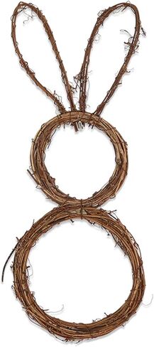 إكليل أرنب عيد الفصح من فلوير، إكليل من العنب الربيعي مصنوع يدويًا على شكل أرنب مع أضواء LED وزخارف إكليل أرنب على شكل نجمة للباب الأمامي ديكور حديقة المنزل، بني in Kuwait