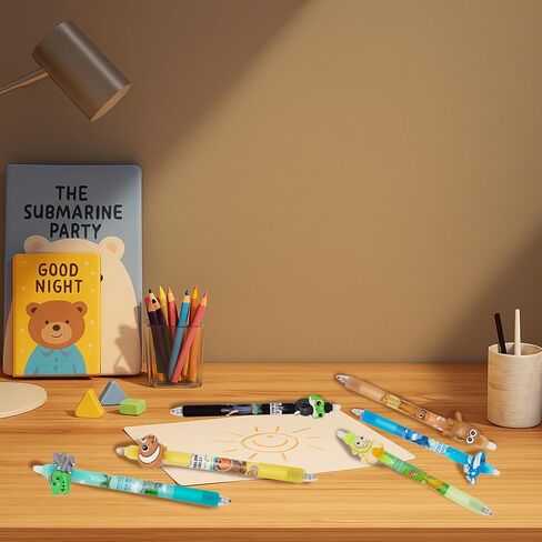 6PCS Italian Brainrot Erasable Pens, Cute Animal Ball Point Pens 0.5mm Blue Party Favors for Kids, Back to School Supplies Fun Stationary Pen Gifts for Birthday in Kuwait