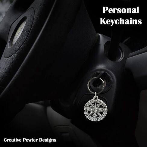 Raven W/Swords In Runes Keychain، Pewter، G018KC، 1 3/4"، 100٪ مصنوع يدويًا في الولايات المتحدة الأمريكية، سلسلة مفاتيح Raven، سلسلة مفاتيح Raven Runes، حلقة مفاتيح، سلسلة مفاتيح، قوطي، فايكنغ، العصور الوسطى، سلتيك، هدية، أكثر من 150 تصميمًا. in Saudi Arabia