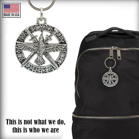 Raven W/Swords In Runes Keychain، Pewter، G018KC، 1 3/4"، 100٪ مصنوع يدويًا في الولايات المتحدة الأمريكية، سلسلة مفاتيح Raven، سلسلة مفاتيح Raven Runes، حلقة مفاتيح، سلسلة مفاتيح، قوطي، فايكنغ، العصور الوسطى، سلتيك، هدية، أكثر من 150 تصميمًا. in Saudi Arabia