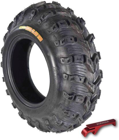 Kenda Bearclaw EVO K592-25x8-12 Front Tires for All Terrain (ATV), UTV, and Side by Side (SxS) Vehicles - 6-Ply - Bear Claw EVO 25x8x12 with Kenda Keychain (2-Pack) in Saudi Arabia