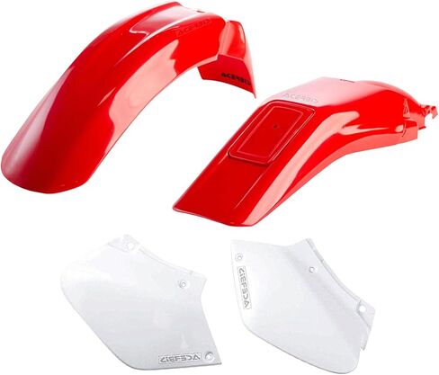 Acerbis OEM Replacement Front & Rear Fender Fighting Red R134 w/Side Panels Ross White NH196 Fits Honda XR250 XR400 1996-2004 in Saudi Arabia