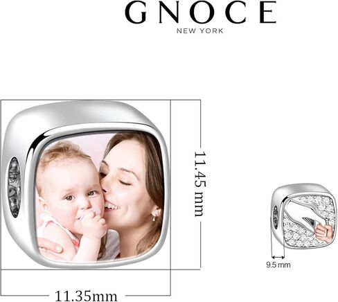 GNOCE Custom Charm Bead Sterling Silver Mom-Love Bond Personalized Photo Charm with Holding Hands fit Bracelet Necklace Gift for Women in Saudi Arabia