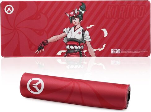 Blizzard Overwatch Large Game Mouse Pad, XXL Keyboard Pad for Gamer Office & Home, Non-slip rubber base, Extended Mice Mat with Stitched Edge, Smooth Stable and Durable, 31.5*11.8in (The Kiriko Red) in Saudi Arabia