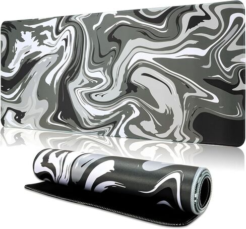 Mouse Pad Gaming Mousepad, 31.5 x 11.8in Large Desk Mat Keyboard Pads Extend Long XL Mouse Mat with Non-Slip Base Desk Accessories for Home Office Keyboard Mouse (White Topographic) in Saudi Arabia