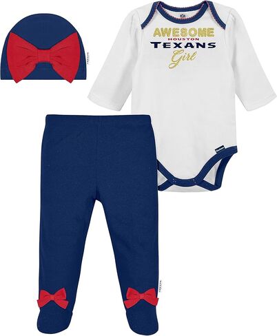 Gerber NFL Baby Girls' 3Pc Bodysuit, Footed Pant, & Cap Set, Miami Dolphins, 0-3 Months in Saudi Arabia