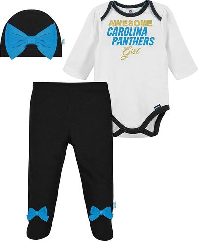 Gerber NFL Baby Girls' 3Pc Bodysuit, Footed Pant, & Cap Set, Miami Dolphins, 0-3 Months in Saudi Arabia