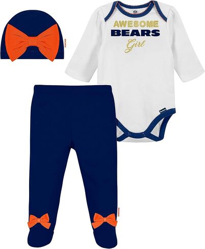 Gerber NFL Baby Girls' 3Pc Bodysuit, Footed Pant, & Cap Set, Miami Dolphins, 0-3 Months in Saudi Arabia