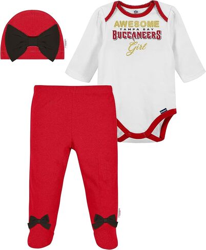 Gerber NFL Baby Girls' 3Pc Bodysuit, Footed Pant, & Cap Set, Miami Dolphins, 0-3 Months in Saudi Arabia