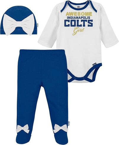 Gerber NFL Baby Girls' 3Pc Bodysuit, Footed Pant, & Cap Set, Miami Dolphins, 0-3 Months in Saudi Arabia