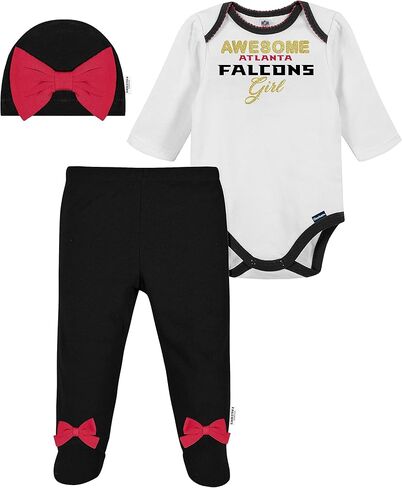 Gerber NFL Baby Girls' 3Pc Bodysuit, Footed Pant, & Cap Set, Miami Dolphins, 0-3 Months in Saudi Arabia