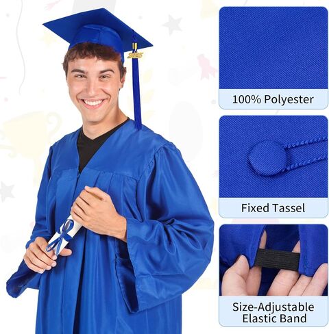 4PCS Unisex Matte Graduation Cap with Gold 2026/2027 Year Tassel Charm Graduation Hat for Adults Bachelor Master in Saudi Arabia