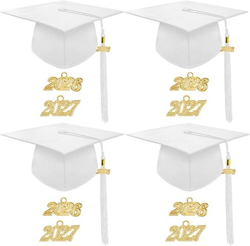 4PCS Unisex Matte Graduation Cap with Gold 2026/2027 Year Tassel Charm Graduation Hat for Adults Bachelor Master in Saudi Arabia
