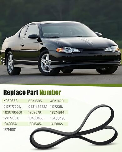 حزام سير السربنتين للمحرك 1060663 مناسب لسيارات جيب دودج بويك شيفروليه كرايسلر بونتياك مناسب لشاحن جراند شيروكي دورانجو تشالنجر ريجال إمبالا مونتي، 66.33 بوصة in Kuwait