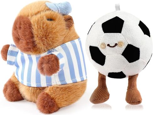 2PCS Capybara Plush Keychain, Cute Animal Stuffed Keychain for Backpacks, Soft Plush Pendant with Clothes Accessories in Saudi Arabia