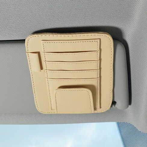 Car Sun Visor Organizer, Multi Pocket Small Vehicle Document Holder for Card Pen, Car Visor Sunglasses Holder, Auto Interior Accessories Pocket Organizer for Cars Truck SUV (Black) in Saudi Arabia
