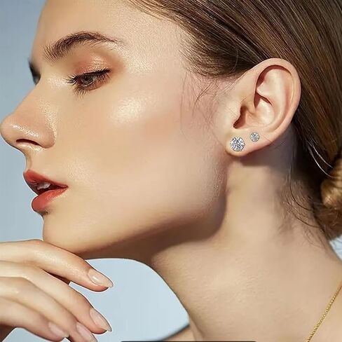 مجموعة 6 أزواج من الأقراط المرصعة للنساء مقاس 3-8 مم، أقراط زركونيا مكعبة من الفولاذ المقاوم للصدأ مضادة للحساسية للنساء والرجال in Kuwait