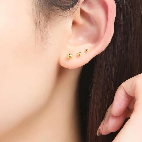 Women's Stainless Steel Gold Ball Stud Earrings Set - 5 Pairs (3-7mm) in Saudi Arabia