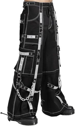Men Gothic Bondage Reflective Men Pant Alternative Punk Rock Emo Trouser Pant Shorts (2XL) Black in Saudi Arabia