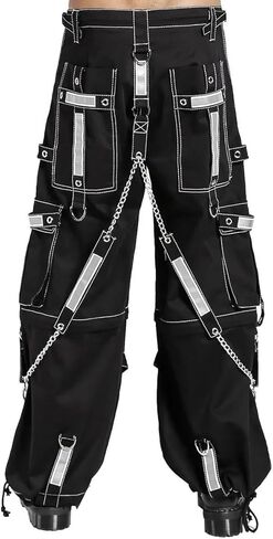 Men Gothic Bondage Reflective Men Pant Alternative Punk Rock Emo Trouser Pant Shorts (2XL) Black in Saudi Arabia