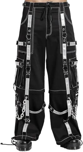 Men Gothic Bondage Reflective Men Pant Alternative Punk Rock Emo Trouser Pant Shorts (2XL) Black in Saudi Arabia