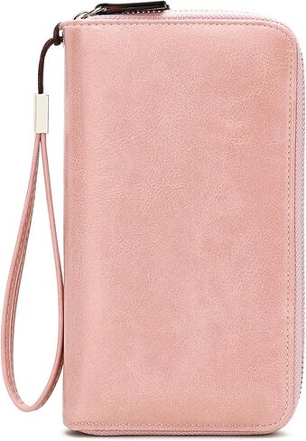 Women's Genuine Leather Crossbody Wallet with Double Zipper Phone Purse and Shoulder Strap (Red(double Zip)) in Saudi Arabia