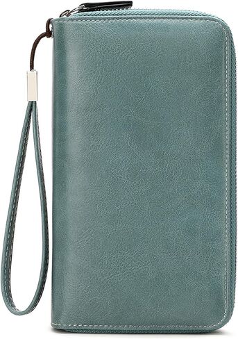 Women's Genuine Leather Crossbody Wallet with Double Zipper Phone Purse and Shoulder Strap (Red(double Zip)) in Saudi Arabia