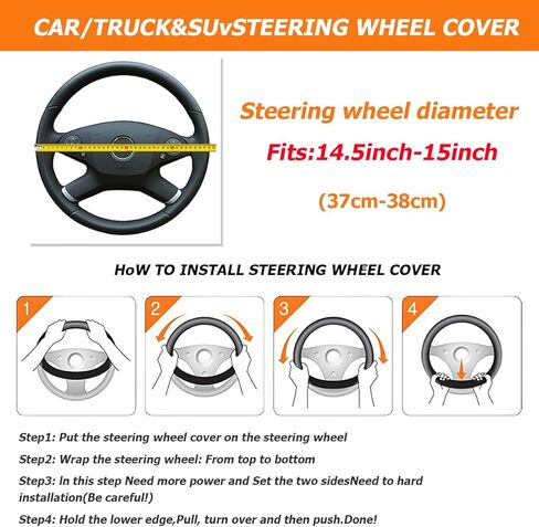 Car Steering Wheel Cover, 14.97 Inch Leather Non-Slip Vehicle Steer Wheel Protector, Soft & Breathable Automotive Interior Protection Accessories, Universal for SUV Sedan Truck (Black) in Saudi Arabia