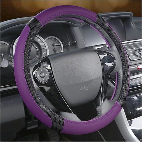 Car Steering Wheel Cover, 14.97 Inch Leather Non-Slip Vehicle Steer Wheel Protector, Soft & Breathable Automotive Interior Protection Accessories, Universal for SUV Sedan Truck (Black) in Saudi Arabia