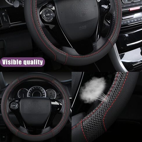 Car Steering Wheel Cover, 14.97 Inch Leather Non-Slip Vehicle Steer Wheel Protector, Soft & Breathable Automotive Interior Protection Accessories, Universal for SUV Sedan Truck (Black) in Saudi Arabia