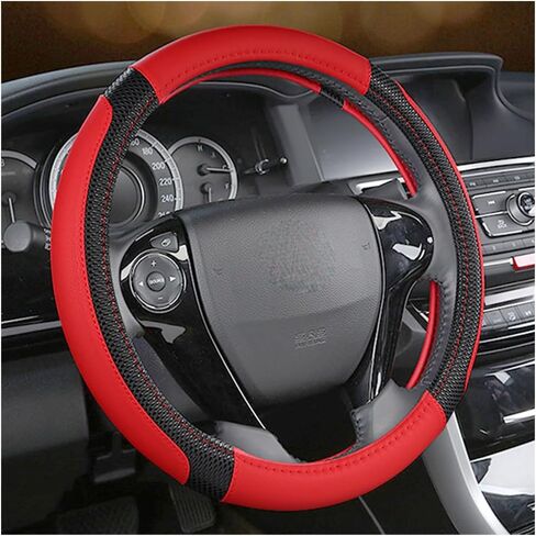 Car Steering Wheel Cover, 14.97 Inch Leather Non-Slip Vehicle Steer Wheel Protector, Soft & Breathable Automotive Interior Protection Accessories, Universal for SUV Sedan Truck (Black) in Saudi Arabia