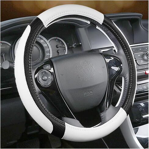 Car Steering Wheel Cover, 14.97 Inch Leather Non-Slip Vehicle Steer Wheel Protector, Soft & Breathable Automotive Interior Protection Accessories, Universal for SUV Sedan Truck (Black) in Saudi Arabia