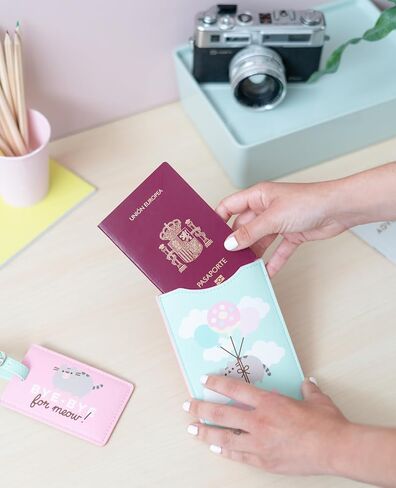 Official Pusheen Travel Set - Passport Holder, Luggage Tag and Sleep Mask - Pusheen Gifts - Kawaii Gifts in Kuwait