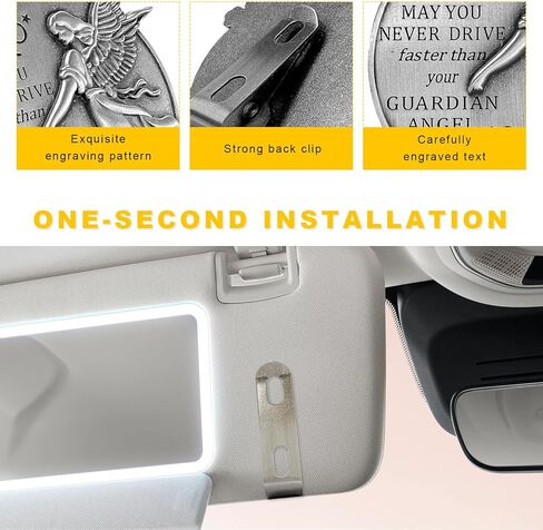 Guardian Angel Car Visor Clips for Car, 2-1/2 Inch Metal Visor Medal Bless Driving Safety, Auto Sunvisor Clip Reads Never Drive Faster Than Your Guardian Angel Can Fly in Saudi Arabia