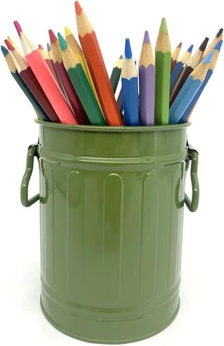 حامل أقلام مكتب، حامل أقلام رصاص معدني للمكتب، منظم مكتب بمقبض، حامل فرش المكياج، كوب أقلام الرصاص، منظم تخزين سطح المكتب للمكتب والمدرسة والمنزل (أحمر) in Kuwait