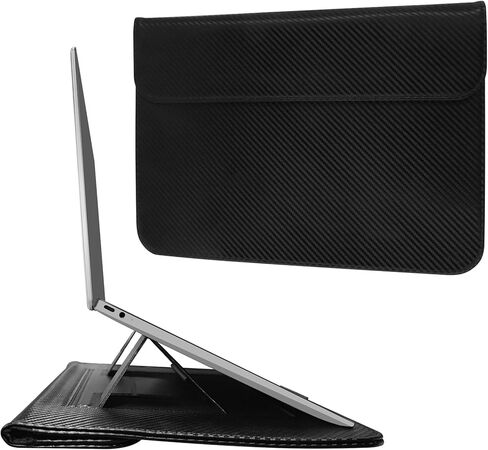 JXE JXO Faraday Bag for Laptops & Tablets, 14 Inch Laptop Sleeve Case with Laptop Stand, 2 Stand Modes, Slim Waterproof PU Leather Sleeve Cover Anti-Tracking Signal Blocking Pouch, Black in Saudi Arabia